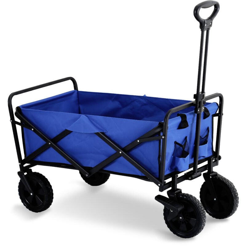 foto del prodotto swanew carrello pieghevole carrello pieghevole con freni con asta telescopica ripiegabile fino a 100 kg di portata blu