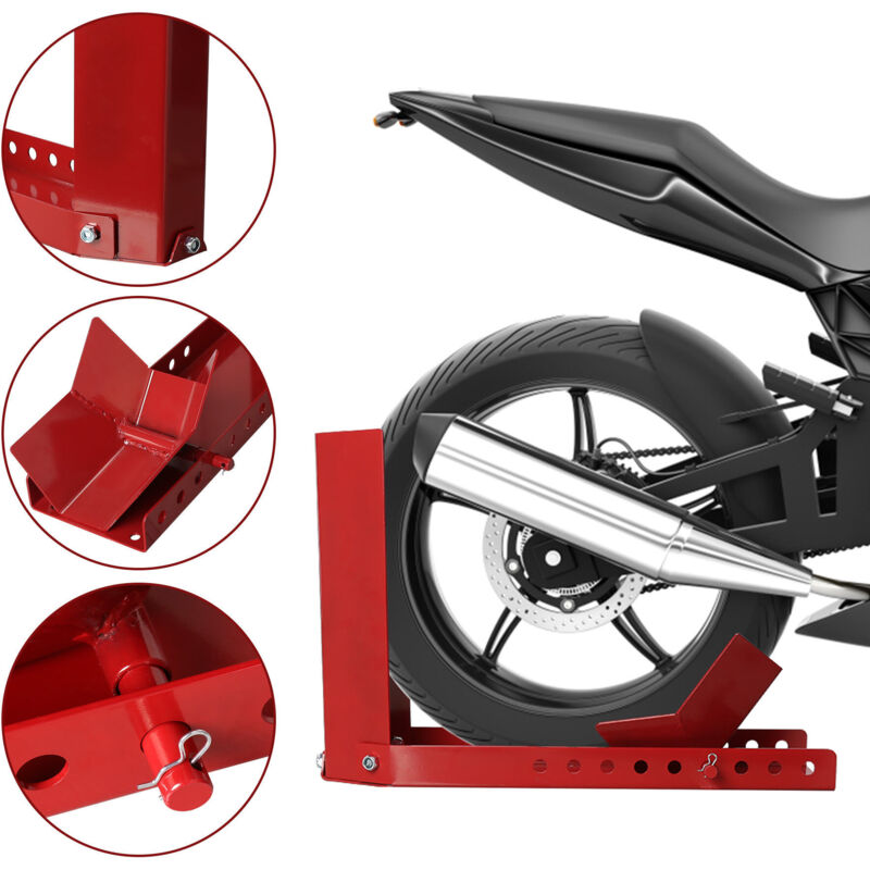 foto del prodotto swanew cavalletto per moto 1 basculante per rimorchio moto regolabile aiuto al carico cavalletto per moto morsetto per ruota anteriore con 3 fori per