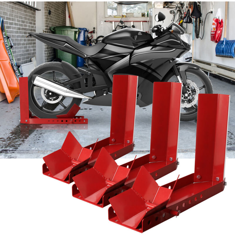 foto del prodotto swanew cavalletto per moto 3 basculante per rimorchio moto regolabile aiuto al carico cavalletto per moto morsetto per ruota anteriore con 9 fori per