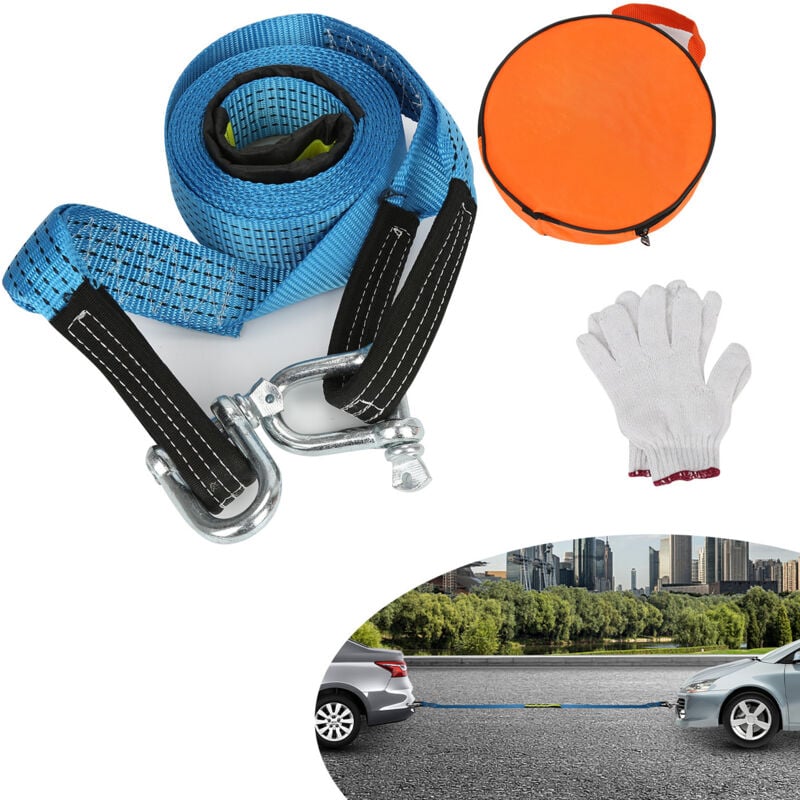 foto del prodotto swanew cinghia di traino ad alta resistenza corda di traino in nylon e ferro battuto ad alta resistenza con capacità di 8 tonnellate e lunghezza di 5