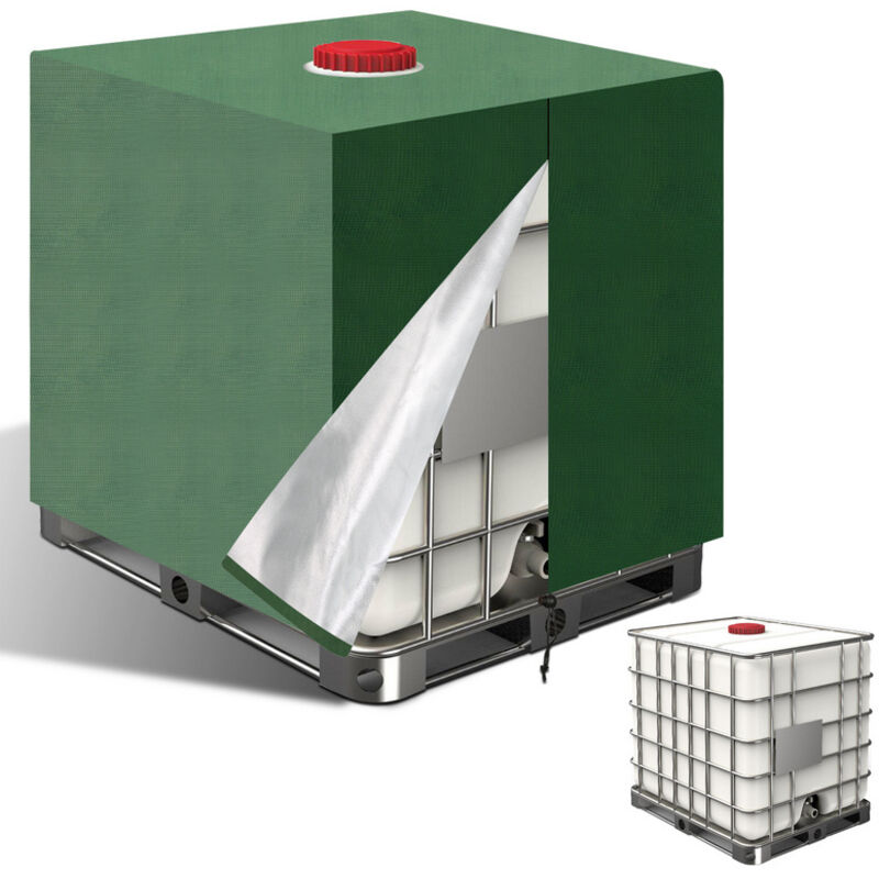 foto del prodotto swanew copertura per serbatoio ibc 1000l verde contenitore pellicola anti pioggia telo paravento anti uv copertura protettiva del contenitore del