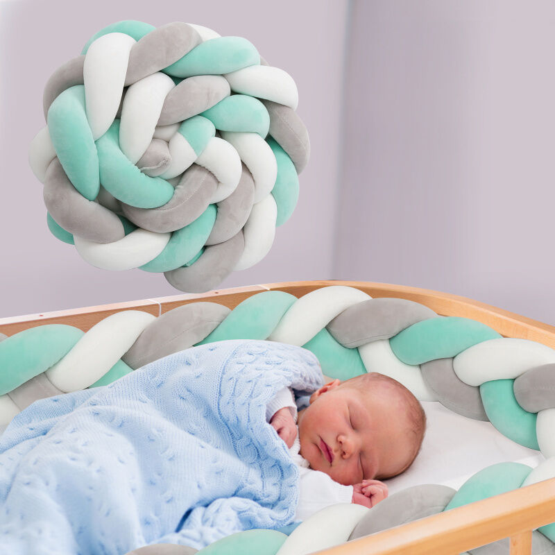 foto del prodotto swanew cornice per lettino a serpentina tessuta a mano resistente e lavabile grigio bianco verde 2m