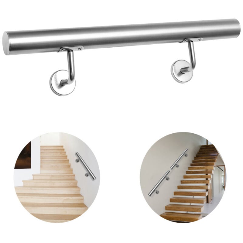 foto del prodotto swanew corrimano in acciaio inox 150 cm appoggiamano a parete materiale di montaggio a parete per interni ed esterni