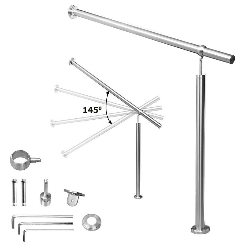 foto del prodotto swanew corrimano in acciaio inox per scale esterne interne angolo regolabile per il montaggio a parete 100 cm