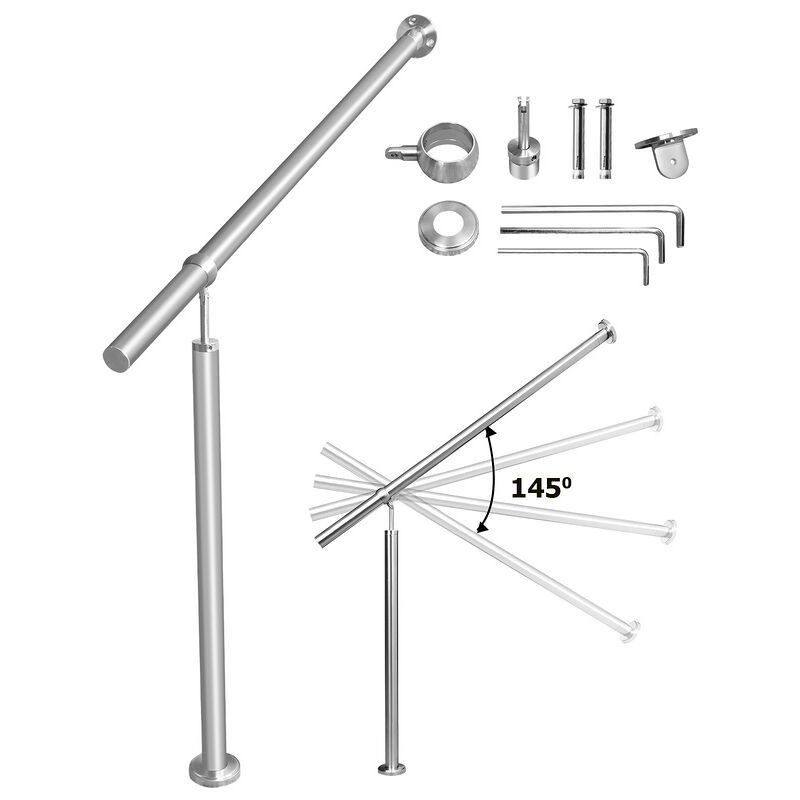 foto del prodotto swanew corrimano in acciaio inox per scale esterne interne angolo regolabile per il montaggio a parete 120 cm