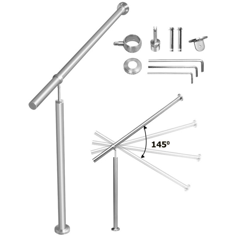 foto del prodotto swanew corrimano in acciaio inox per scale esterne interne angolo regolabile per il montaggio a parete 120 cm