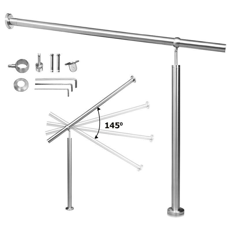 foto del prodotto swanew corrimano in acciaio inox per scale esterne interne angolo regolabile per il montaggio a parete 150 cm