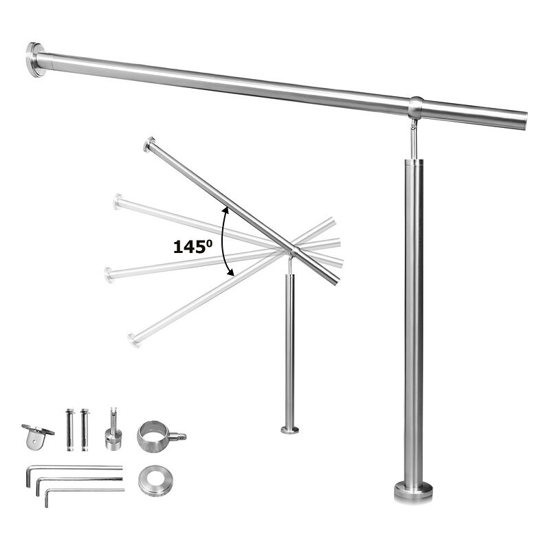 foto del prodotto swanew corrimano in acciaio inox per scale esterne interne angolo regolabile per il montaggio a parete 160 cm
