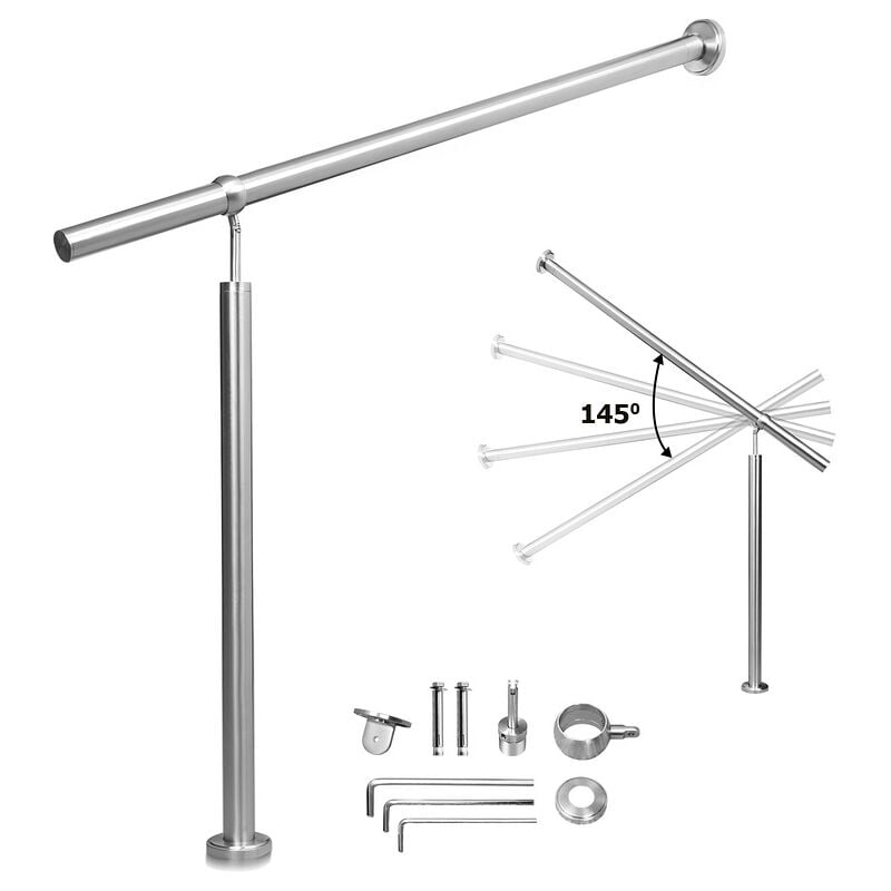 foto del prodotto swanew corrimano in acciaio inox per scale esterne interne angolo regolabile per il montaggio a parete 180 cm