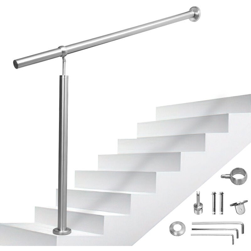 foto del prodotto swanew corrimano in acciaio inox per scale esterne/interne angolo regolabile per il montaggio a parete 180 cm