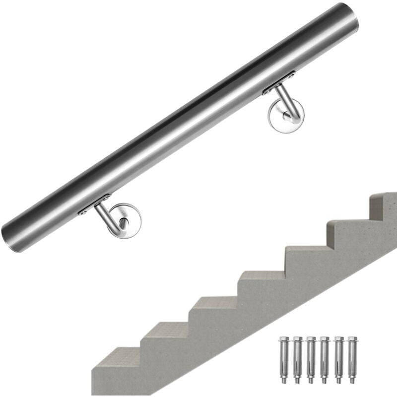 foto del prodotto swanew corrimano in acciaio inox v2a per scale supporto a parete, scelta 160 cm