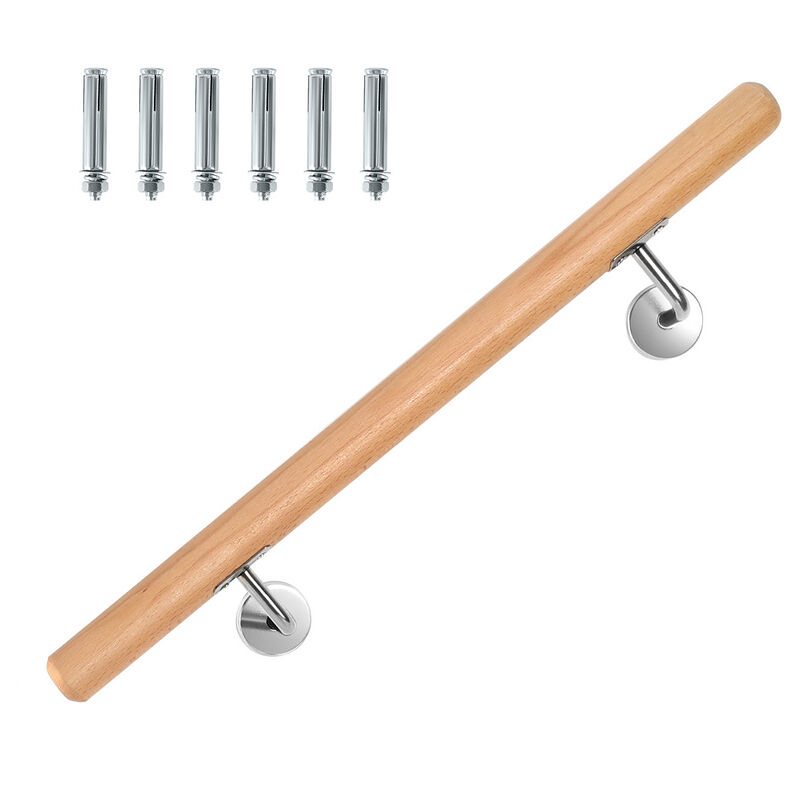 foto del prodotto swanew corrimano in faggio 100 cm supporto per balaustra con supporto angolare