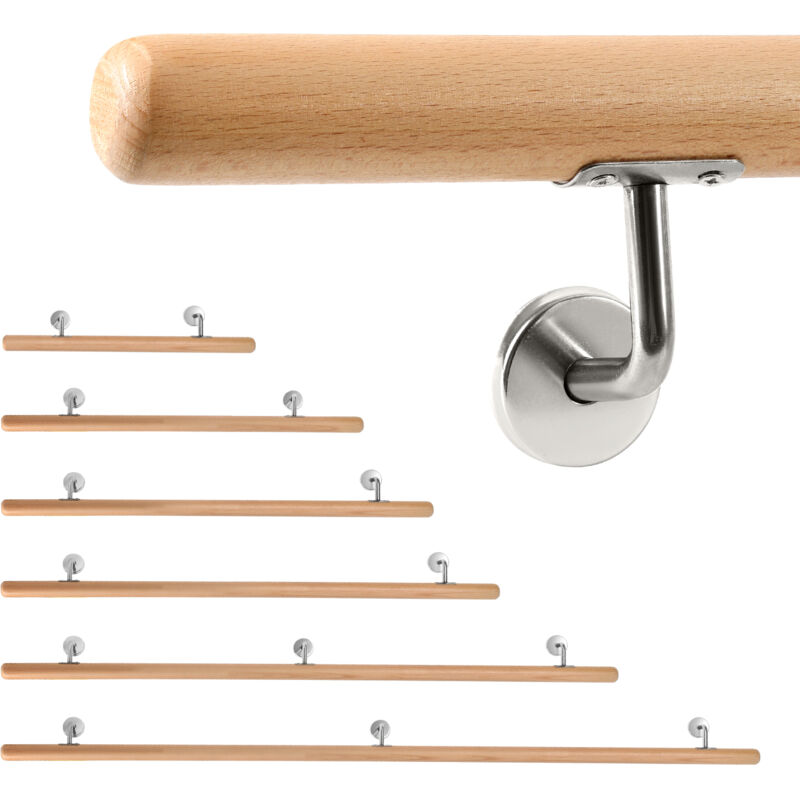 foto del prodotto swanew corrimano in faggio 100 cm supporto per balaustra con supporto angolare