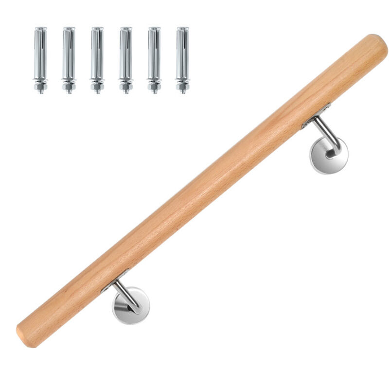 foto del prodotto swanew corrimano in faggio 50cm supporto per balaustra con supporto angolare