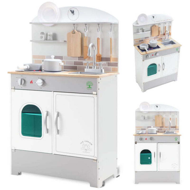 foto del prodotto swanew cucina da gioco forno e lavello realistici con luci ed effetti sonori cucina multifunzionale per bambini dai 3 anni in su