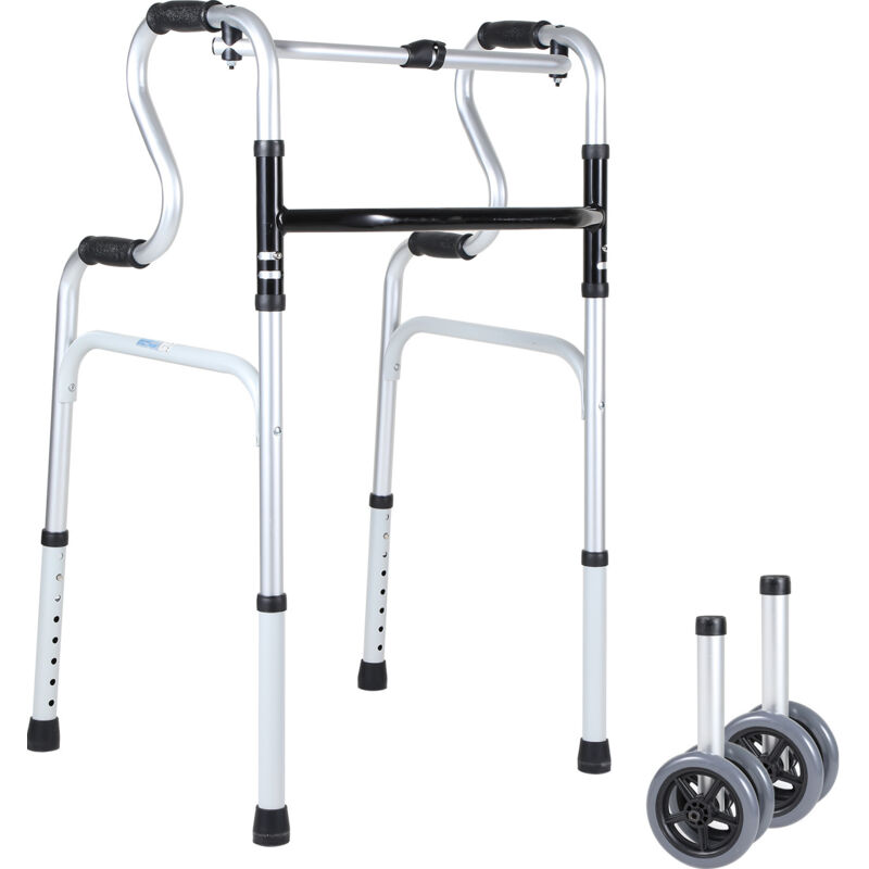 foto del prodotto swanew deambulatore in alluminio. deambulatore pieghevole a 2 ruote. altezza regolabile. fisso e regolabile. anziani