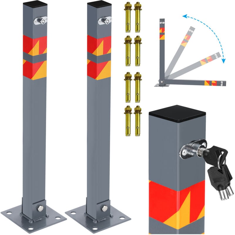 foto del prodotto swanew dissuasore di sicurezza del parcheggio 2x square folding parking post parking fence con chiavi