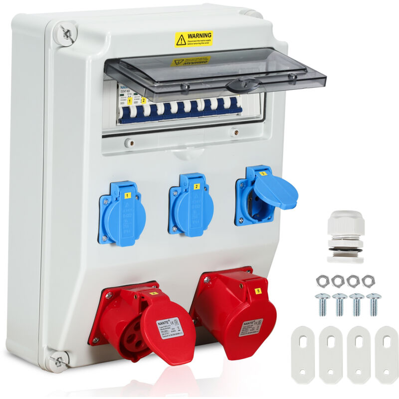 foto del prodotto swanew distributore di corrente a parete quadro di distribuzione elettrica 1x32a 1x16a 3x230v mit ls