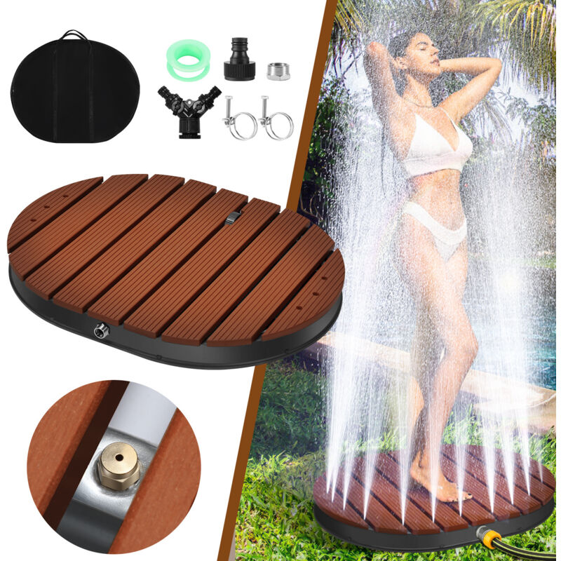 foto del prodotto swanew doccia da giardino doccia a pavimento con borsa impermeabile doccia per piscina fino a 4 m doccia esterna doccia da campeggio giardino wpc