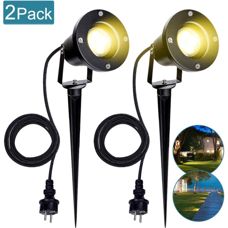 foto del prodotto swanew faretto da giardino a led 2x faretto da esterno a bianco caldo ip65 luce da giardino 4w gu10 prato per prato da giardino esterno