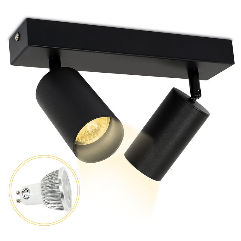 foto del prodotto swanew faretto da soffitto bianco caldo orientabile 4w gu10 ideale per soggiorno, salotto, corridoio tre, 2 lampade