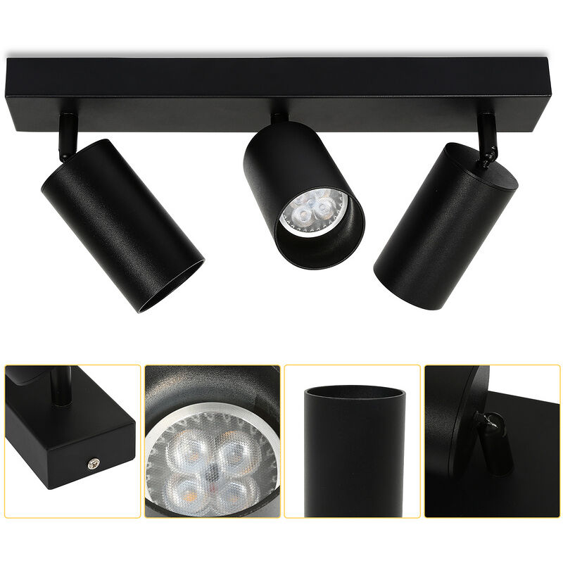 foto del prodotto swanew faretto da soffitto bianco caldo orientabile 4w gu10 ideale per soggiorno, salotto, corridoio tre, 3 lampade