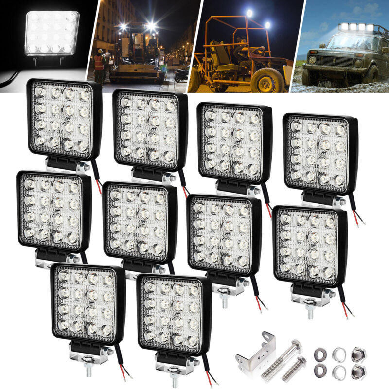 foto del prodotto swanew faro da lavoro 10 x 48w piazza fari led 12v 24v fari di profondit impermeabile ip67 luci di lavoro fuoristrada per moto auto atv suv trattore