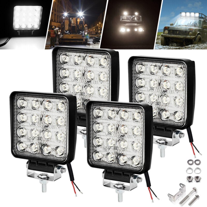 foto del prodotto swanew faro da lavoro 4 x 48w piazza fari led 12v 24v fari di profondit impermeabile ip67 luci di lavoro fuoristrada per moto auto atv suv trattore