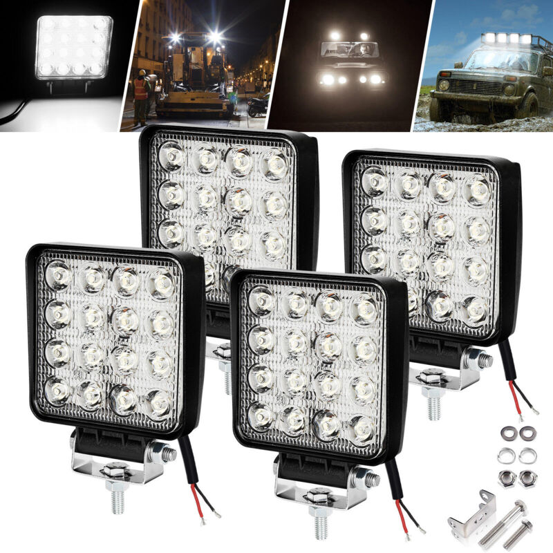 foto del prodotto swanew faro da lavoro 4 x 48w piazza fari led 12v 24v fari di profondit impermeabile ip67 luci di lavoro fuoristrada per moto auto atv suv trattore