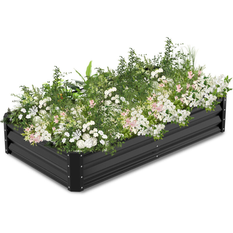 foto del prodotto swanew fioriera rialzata 160x90x30 cm vaso da giardino in metallo zincato con base aperta per la coltivazione di ortaggi, fiori, erbe e piante grasse