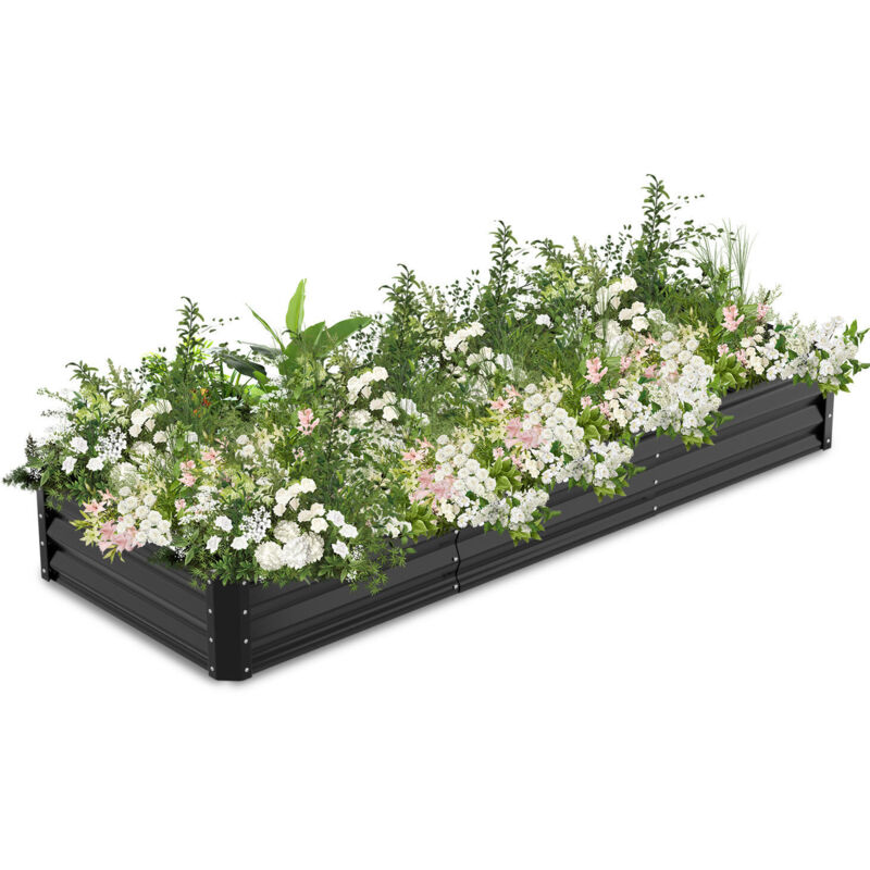 foto del prodotto swanew fioriera rialzata 240x90x30 cm vaso da giardino in metallo zincato con base aperta per la coltivazione di ortaggi, fiori, erbe e piante grasse