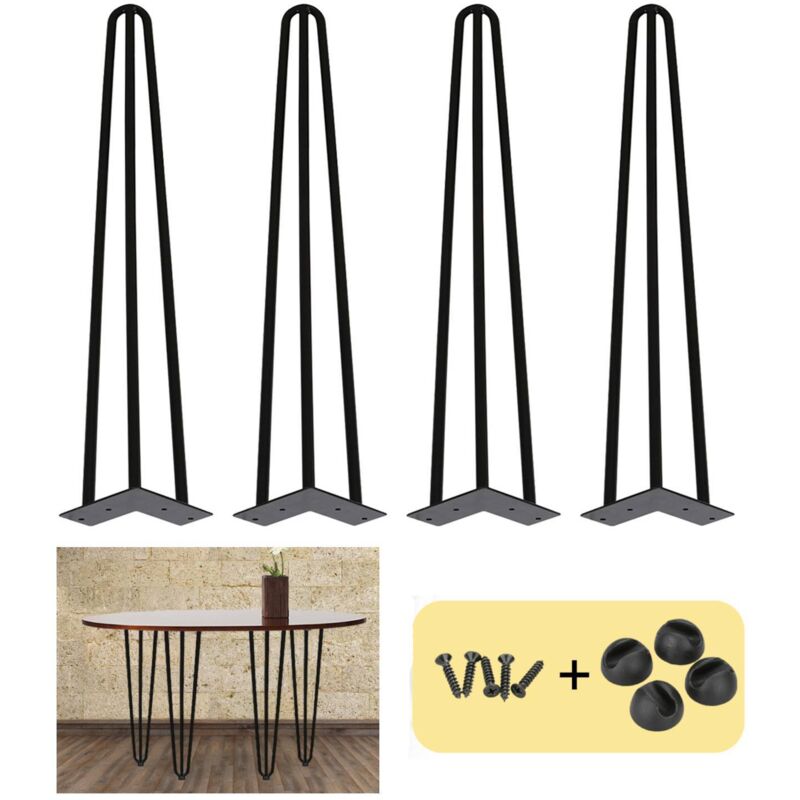foto del prodotto swanew gambe da tavolo metallo a 4 pezzi da 4 pezzi black table pince tavolo da tavolo osso 12 mm. gambe a forcina in acciaio. gamba a 2 rod. 30 cm