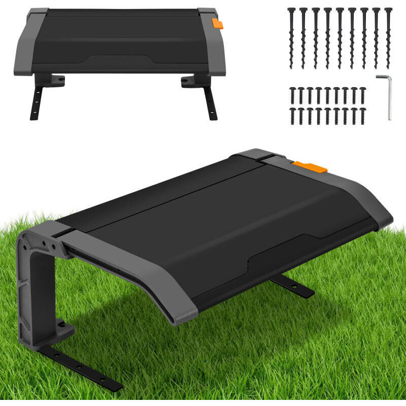 foto del prodotto swanew garage per tosaerba tetto pieghevole 72x56x36 cm tetto grigio nero telaio in acciaio nero garage per tosaerba protezione esterna