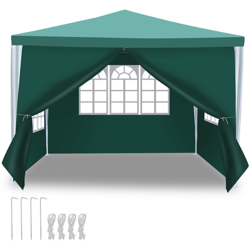 foto del prodotto swanew gazebo camping grande tenda da giardino con pannelli laterali rimovibili finestre tenda da festa o pergolato verde 3x3m