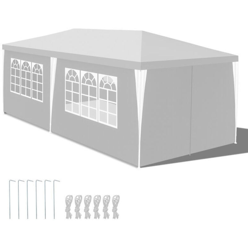 foto del prodotto swanew gazebo tenda da campeggio per feste con pannelli laterali rimovibili grandi finestre tenda per feste o pergolato bianco 3x6m