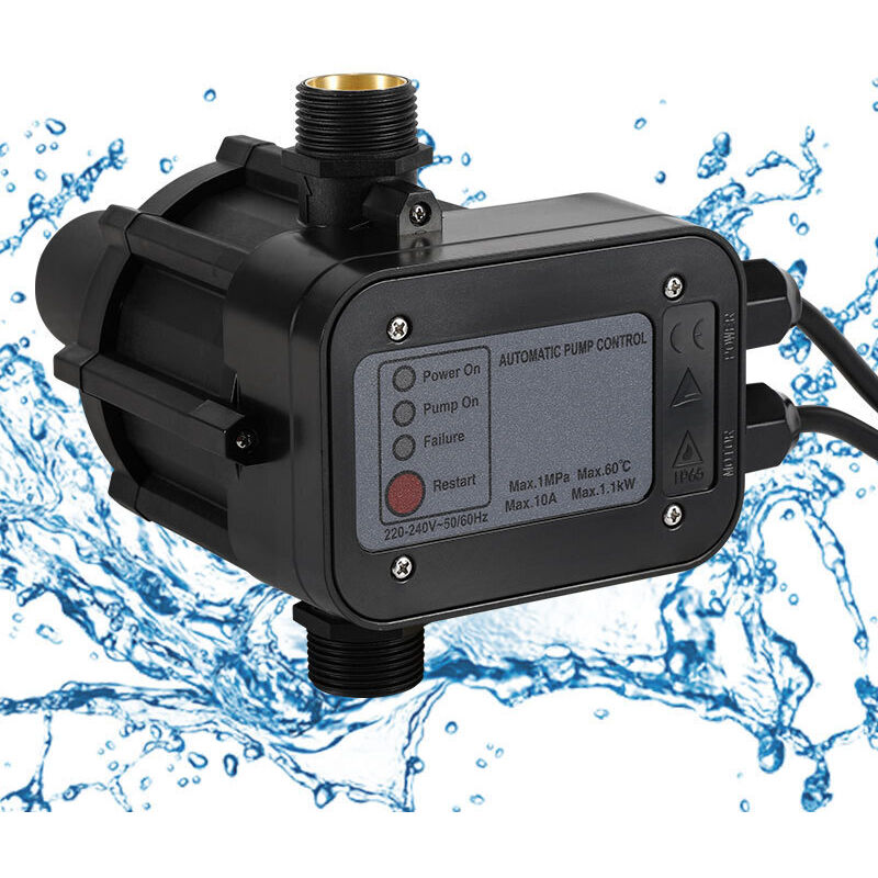 foto del prodotto swanew interruptor de presi n de jard n, controlador de presi n de bomba, 10 bar m x. 1,1kw con cable negro