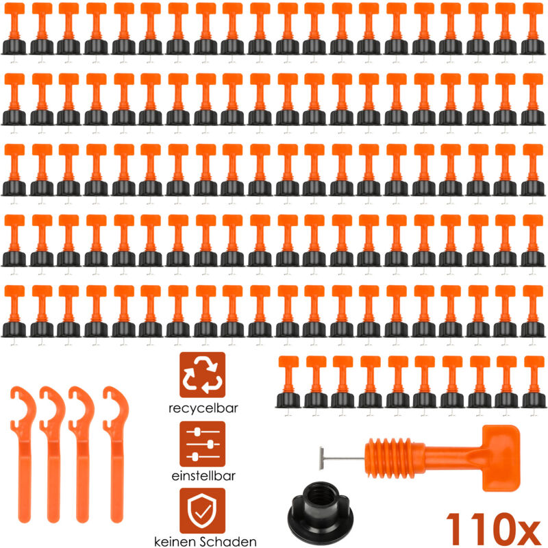 foto del prodotto swanew kit de système de nivellement de carreaux. 110 pièces cales d'espacement r utilisables pour niveleurs de carreaux pour b timent murs sols