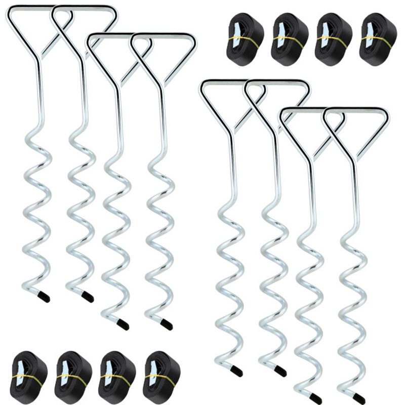 foto del prodotto swanew kit di ancoraggio a pavimento 8 pezzi per trampolino. altalena. ancoraggio a spirale con cinghie. ancoraggi per trampolino. ancoraggio in