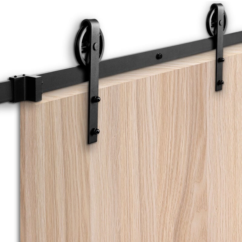 foto del prodotto swanew kit di binari per porte di fienile da 1,83 m kit di binari in stile classico per una lunga durata, pratica e resistente alla ruggine, nero