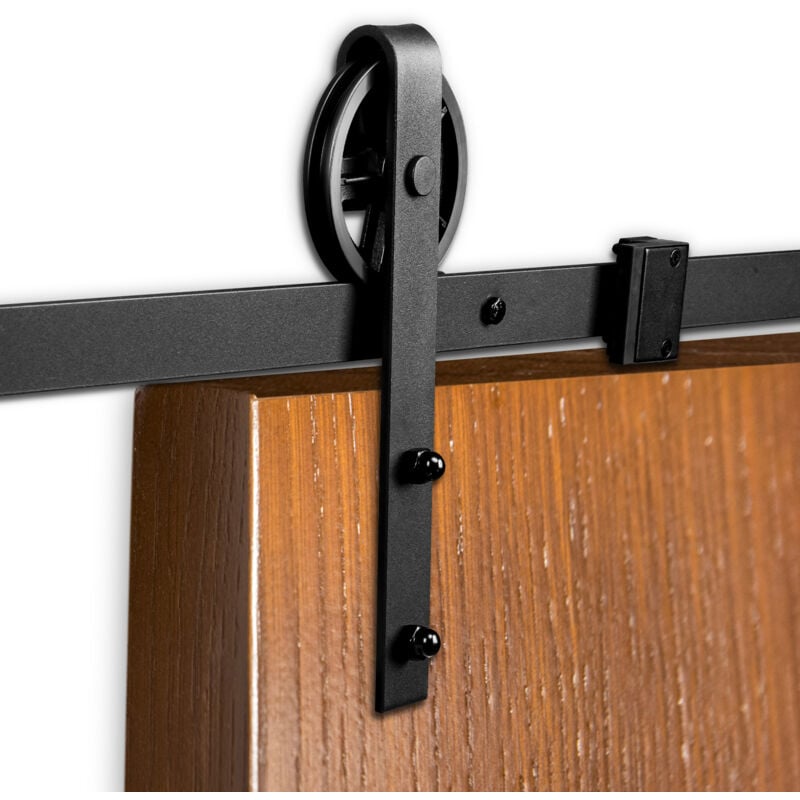 foto del prodotto swanew kit di binari per porte di fienile da 1,83 m kit di binari in stile classico per una lunga durata, pratica e resistente alla ruggine, nero