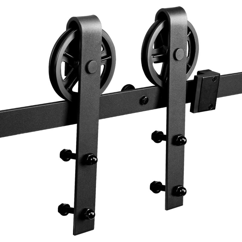 foto del prodotto swanew kit di binari per porte di fienile da 1,83 m kit di binari in stile classico per una lunga durata, pratica e resistente alla ruggine, nero