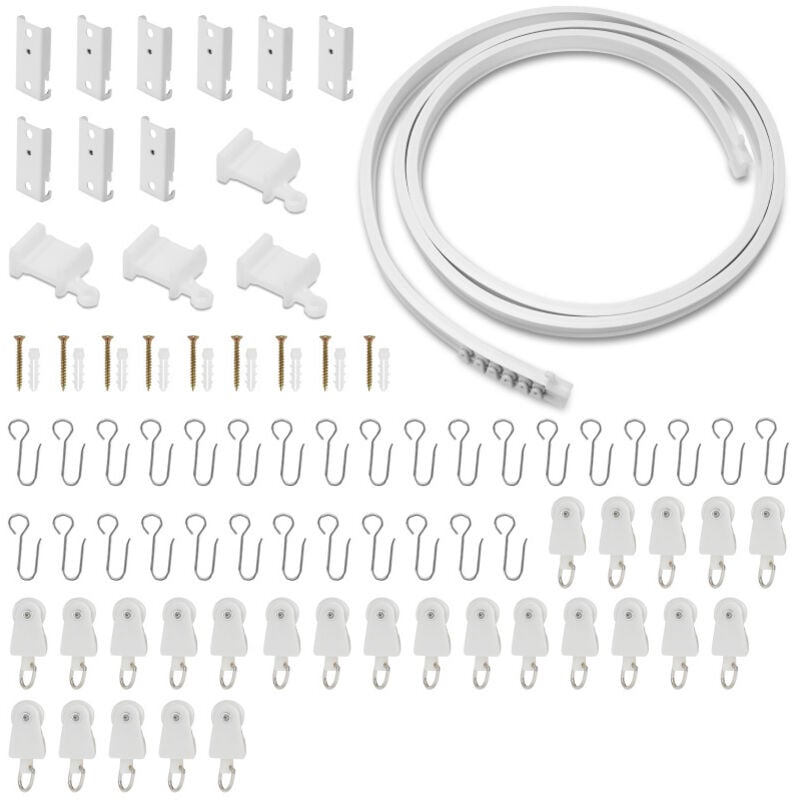 foto del prodotto swanew - kit di binari per tende da soffitto pieghevoli 3m, per la casa, la camera da letto, la finestra, il bagno e l'ufficio, binari per tende flessibili con 30 ganci
