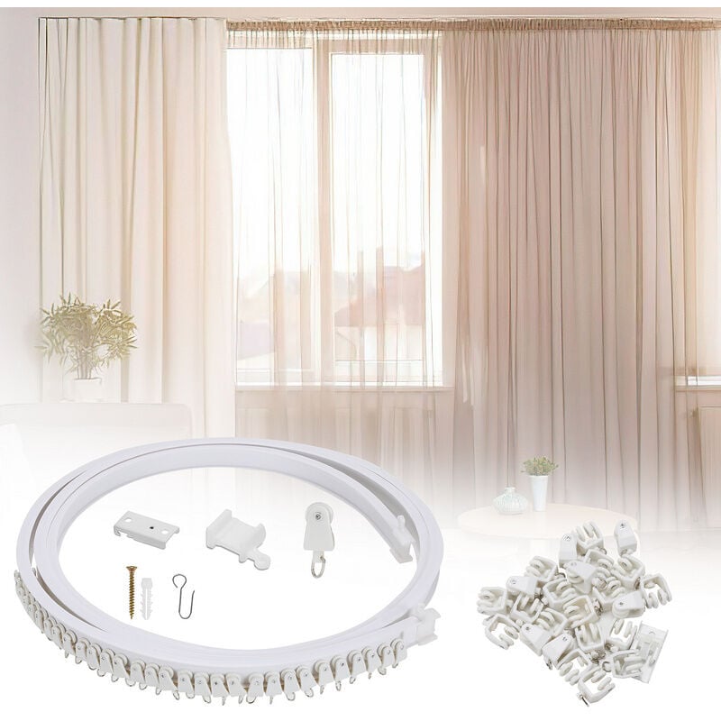 foto del prodotto swanew kit di binari per tende pieghevoli. binari per tende flessibili 3m con 30 ganci per la casa. la finestra. il bagno e l ufficio.
