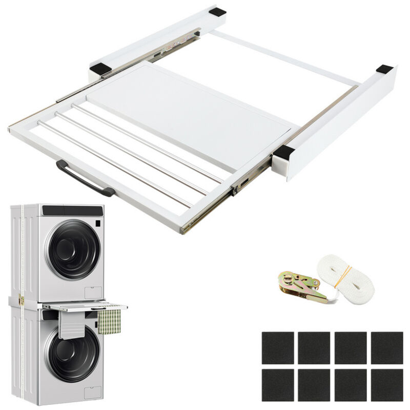 foto del prodotto swanew kit di sovrapposizione con porta asciugamani, telaio di collegamento per lavatrice asciugatrice, bianco