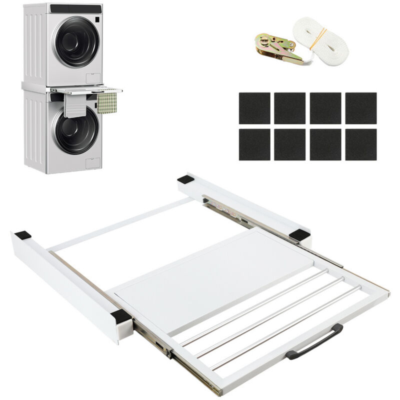 foto del prodotto swanew kit di sovrapposizione con porta asciugamani, telaio di collegamento per lavatrice asciugatrice, bianco