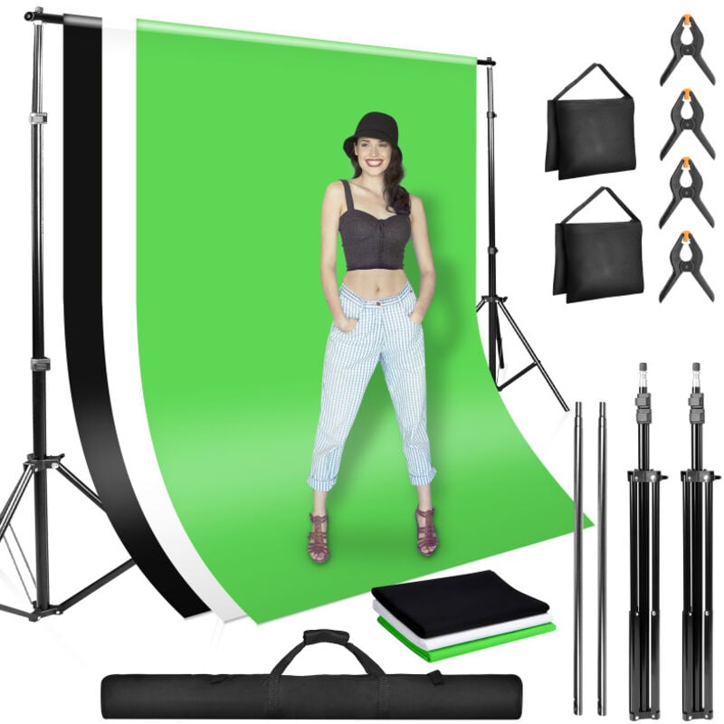 foto del prodotto swanew kit studio fotografico professionale con sistema di fondali 2 x 3 m. fotografia. produzione e registrazione video