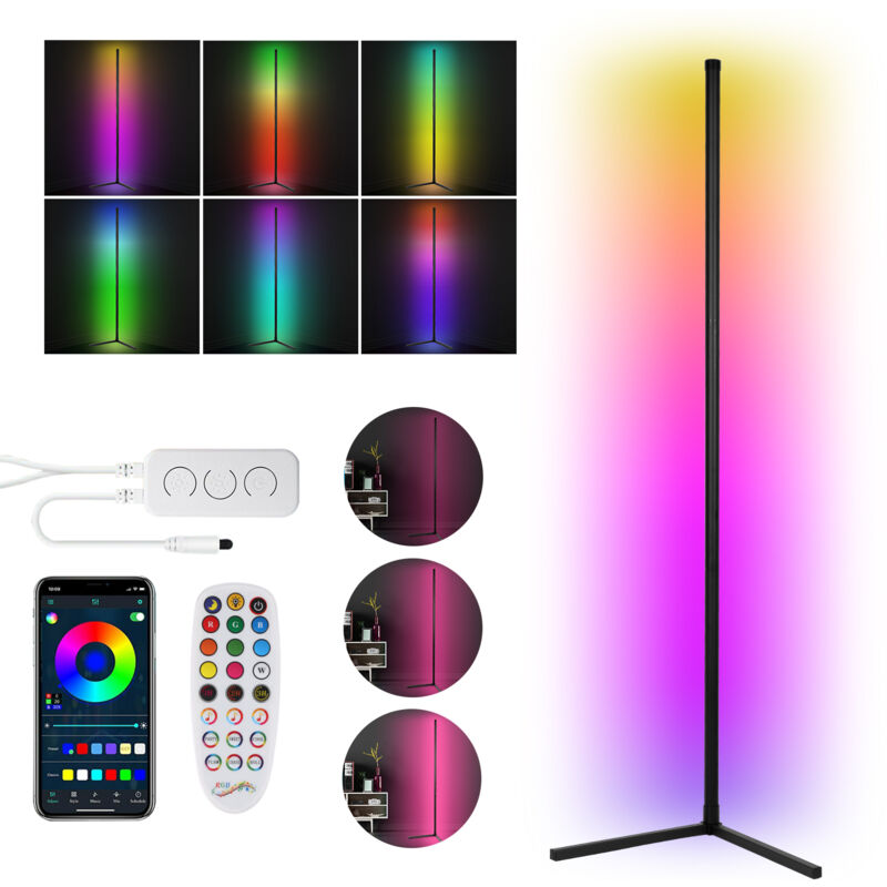 foto del prodotto swanew lampada da terra a led. lampada da terra rgb 7w. luminosit regolabile. 156 cm. lampada ad angolo. illuminazione interna. verticale