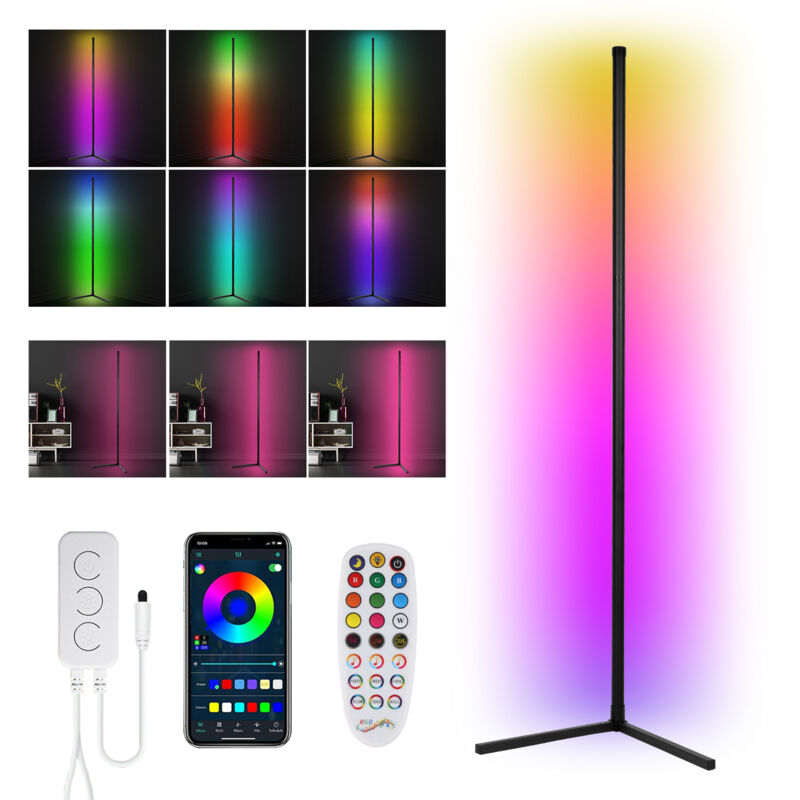 foto del prodotto swanew lampada da terra led 7w. lampada ad angolo rgb a colori regolabili. con telecomando e app. microfoni integrati