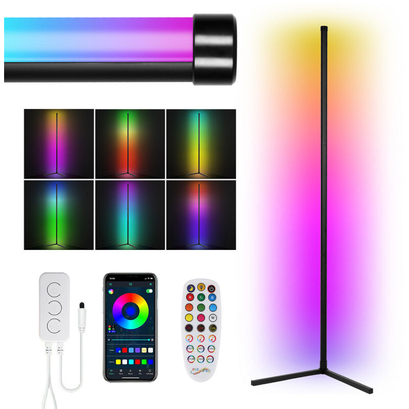 foto del prodotto swanew lampada da terra led 7w led colorata lampada da terra ad angolo dimmerabile rgb a colonna luminosa colorata