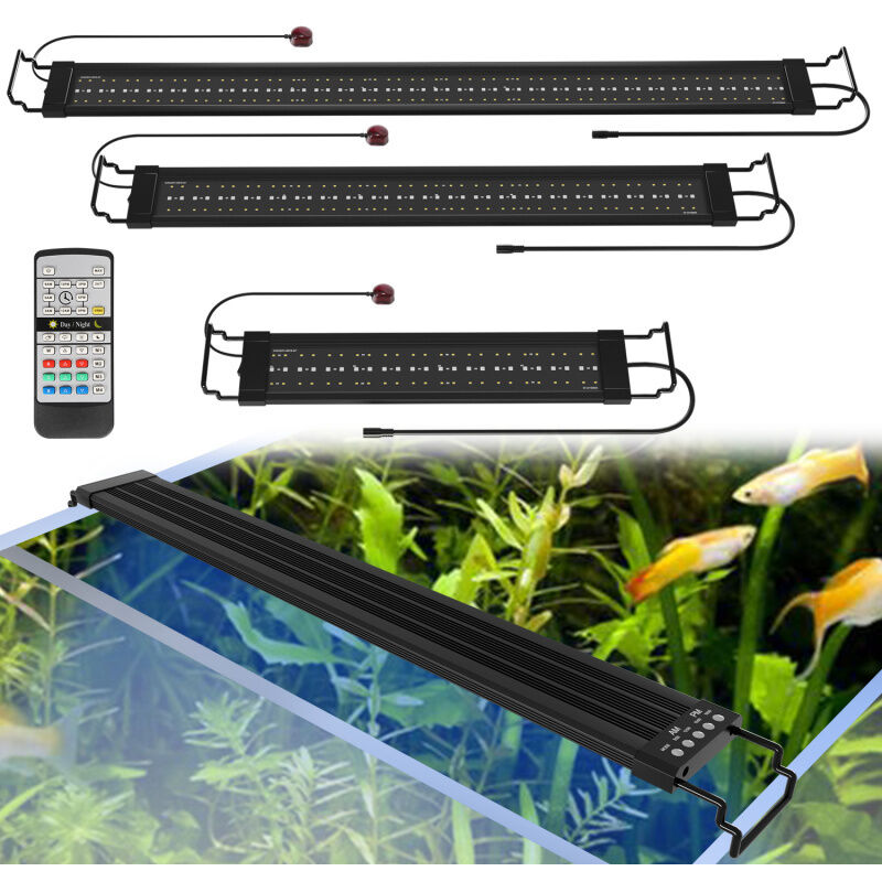 foto del prodotto swanew lampada per acquario a led da 120 150 cm, rgb con telecomando senza fili luce per acquario a led impermeabile